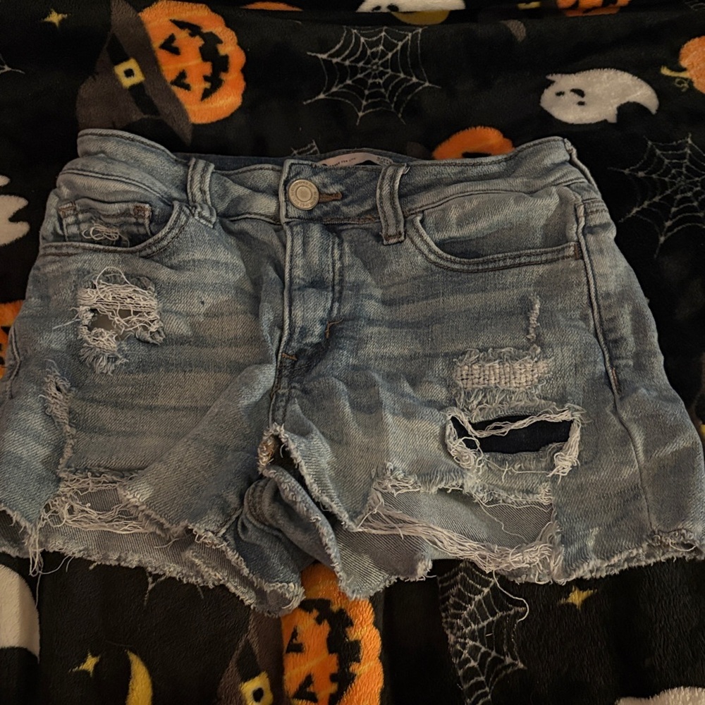 SO Light Blue Distressed Jean Shorts